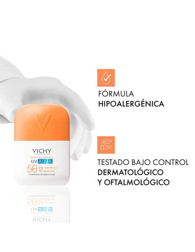 VICHY SOLAR UV AQUA FLUIDO HIDRATANTE INVISIBLE...